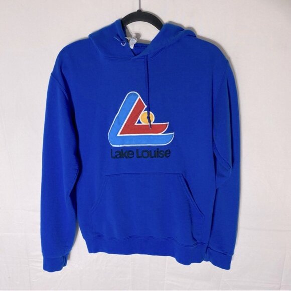 Vintage Jerzees Blue Lake Louise Pullover Hoodie S - Picture 16 of 16
